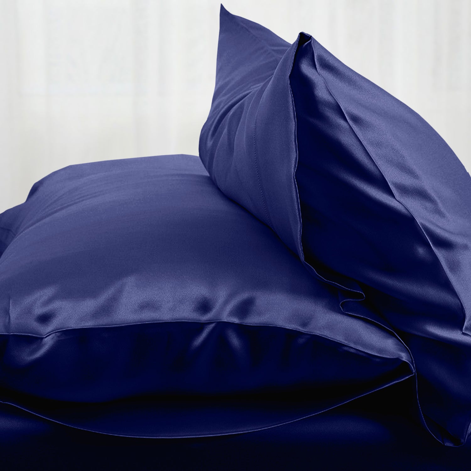 Navy silk pillowcases