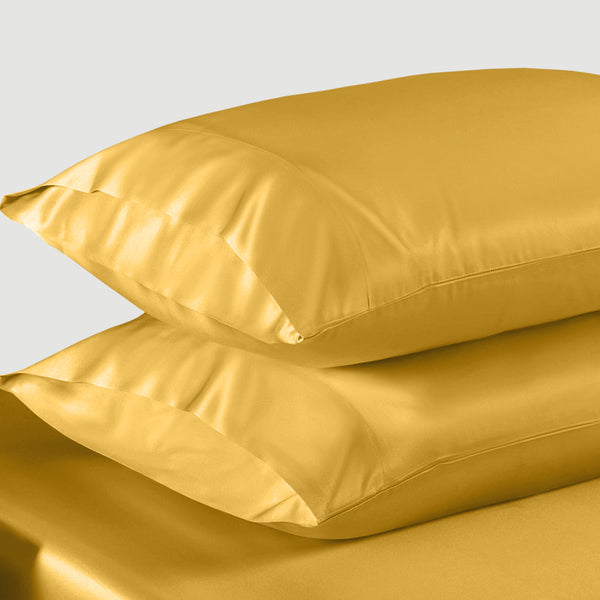 Ochre stain silk pillowcases