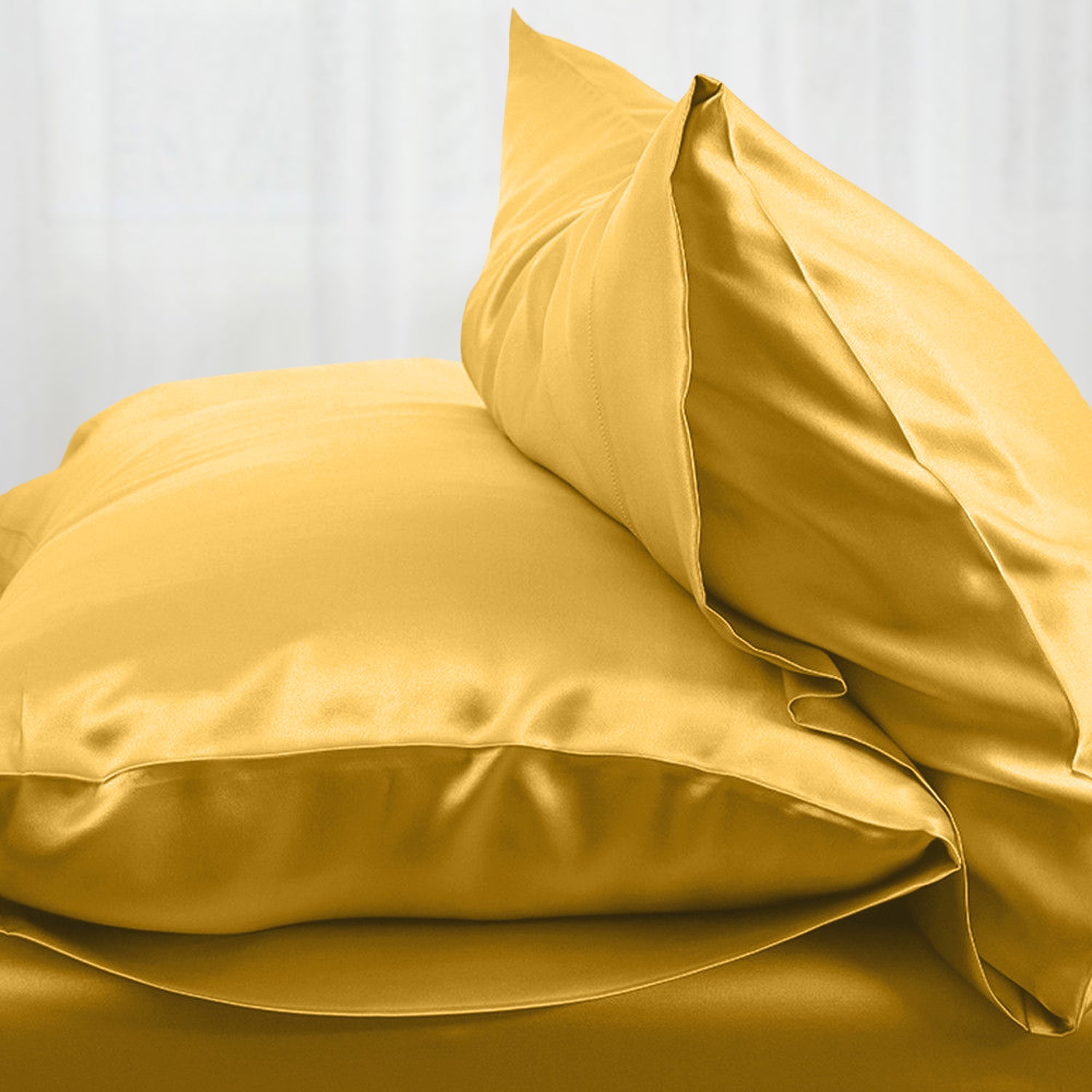 Ochre stain silk pillowcases