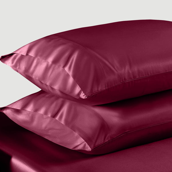 Burgundy silk pillowcases