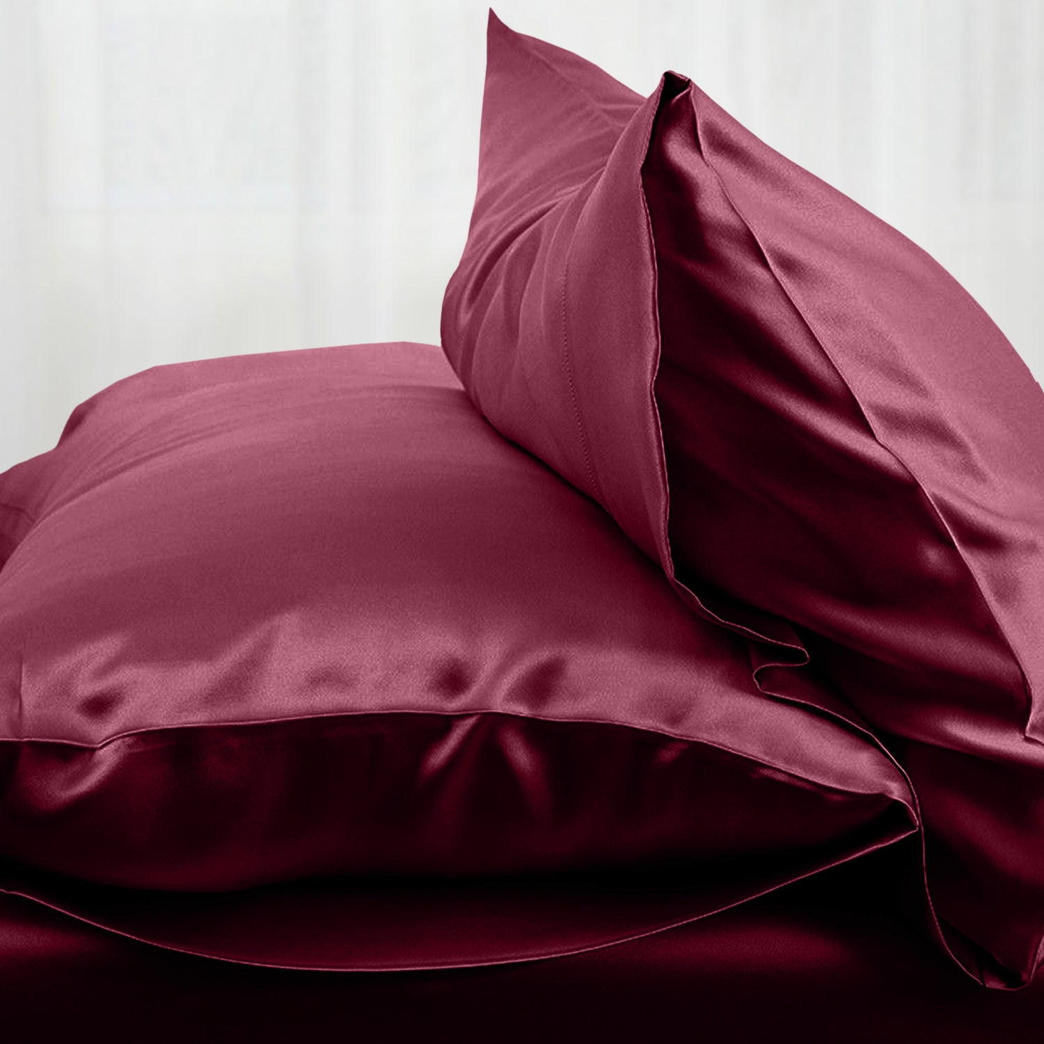 Burgundy silk pillowcases