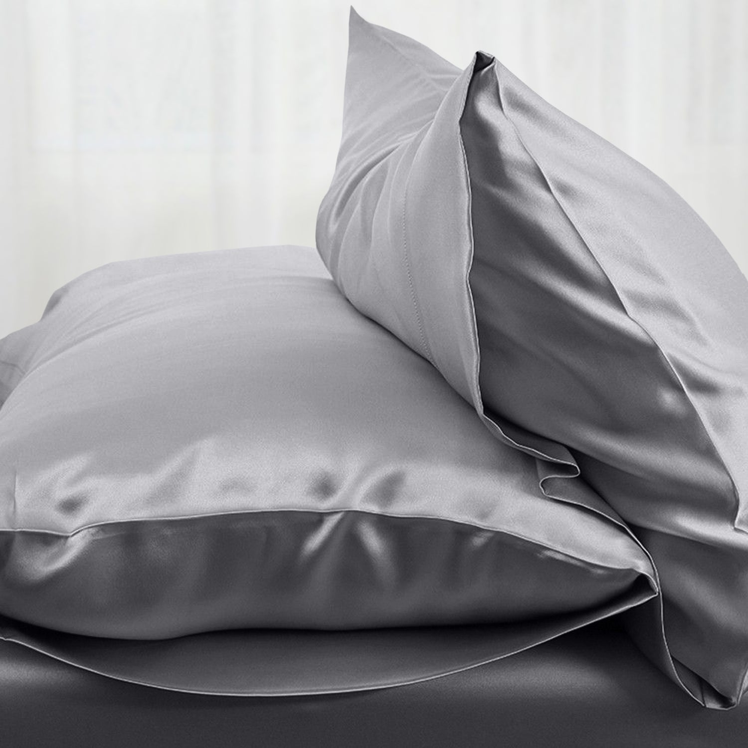 silver silk pillowcase