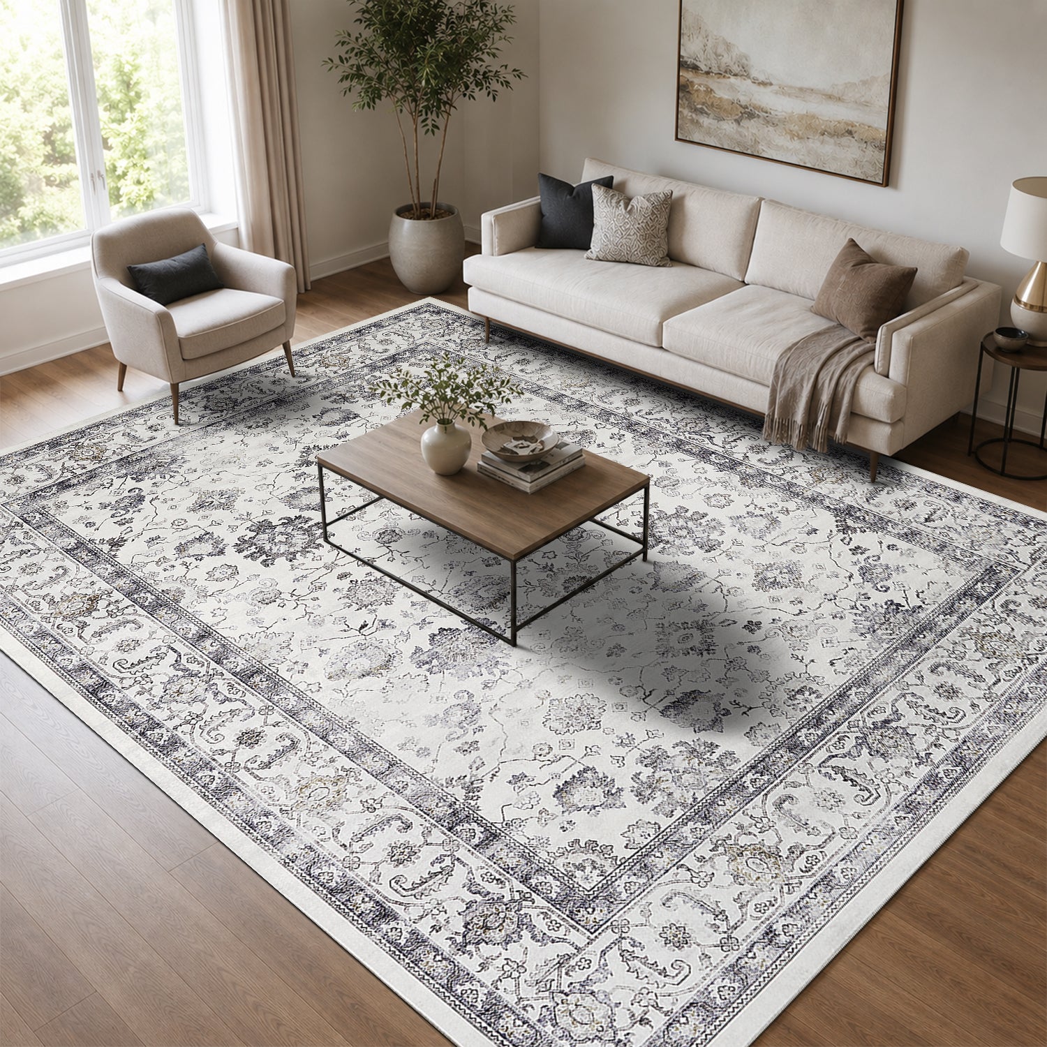 Distressed Persian Rug for Living Room
