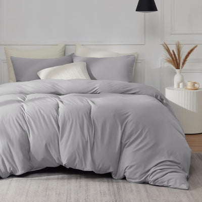 Plain Dyed Silver Bedding With Pillowcase Pair