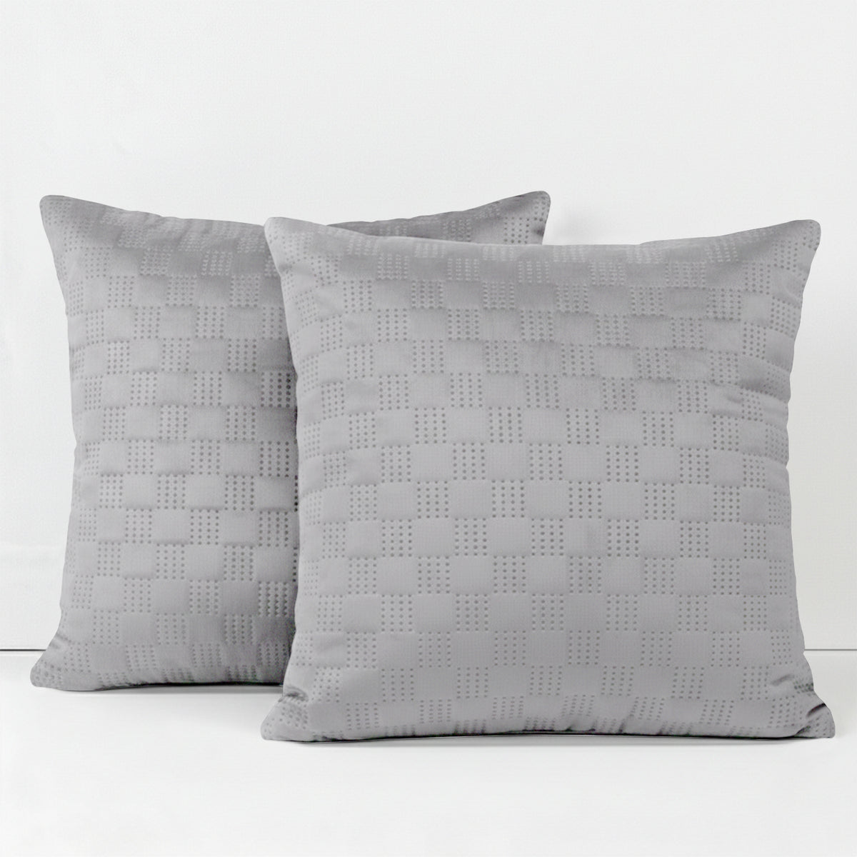 Pack Of 2 Square Velvet Cushion Cover Check Pattern