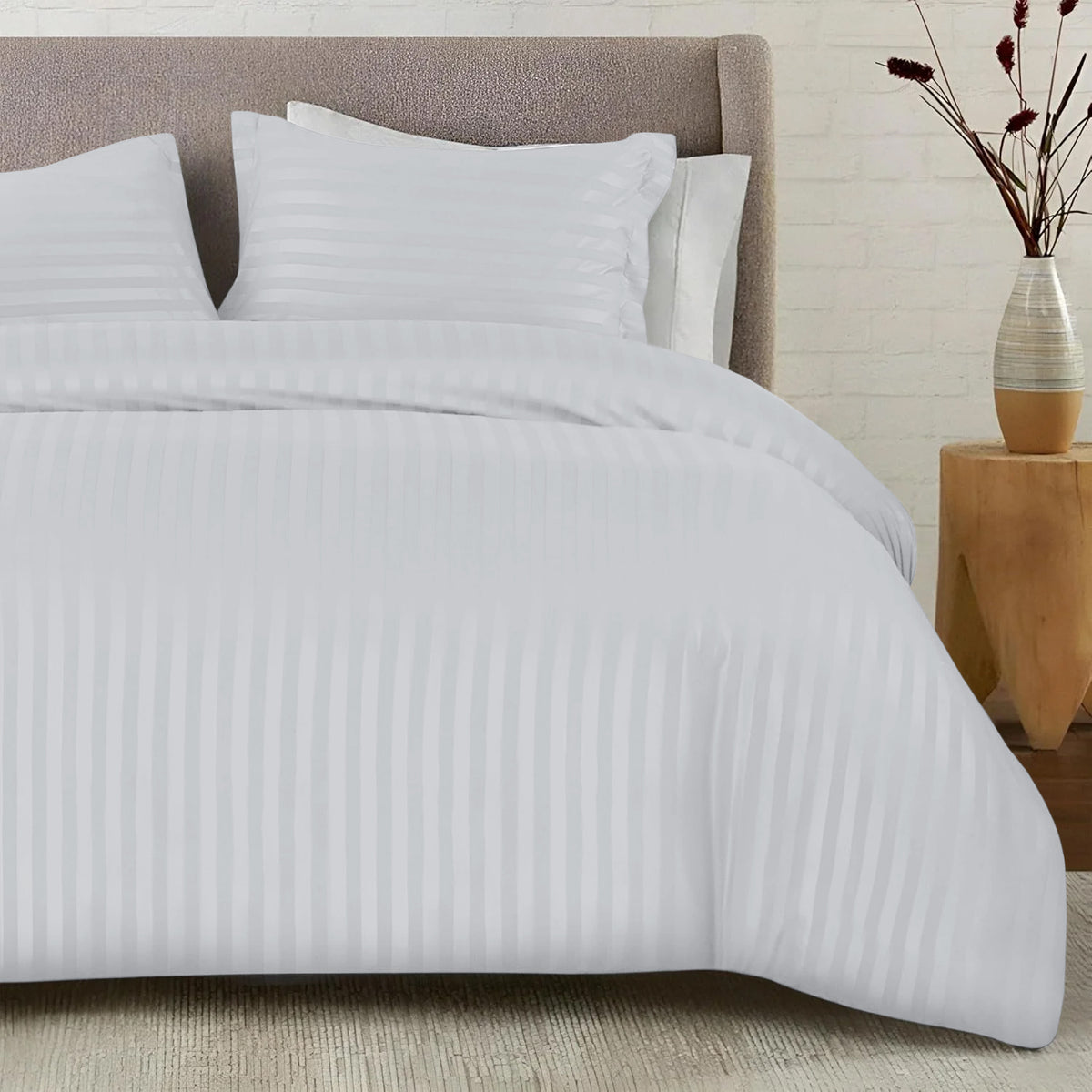 4 Piece Striped Duvet Cover Complete Bedding Set
