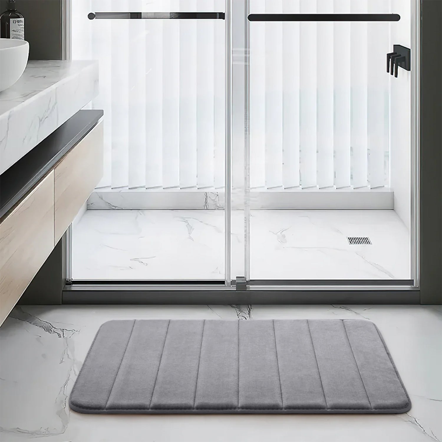 Silver Memory Foam Bathroom Mat