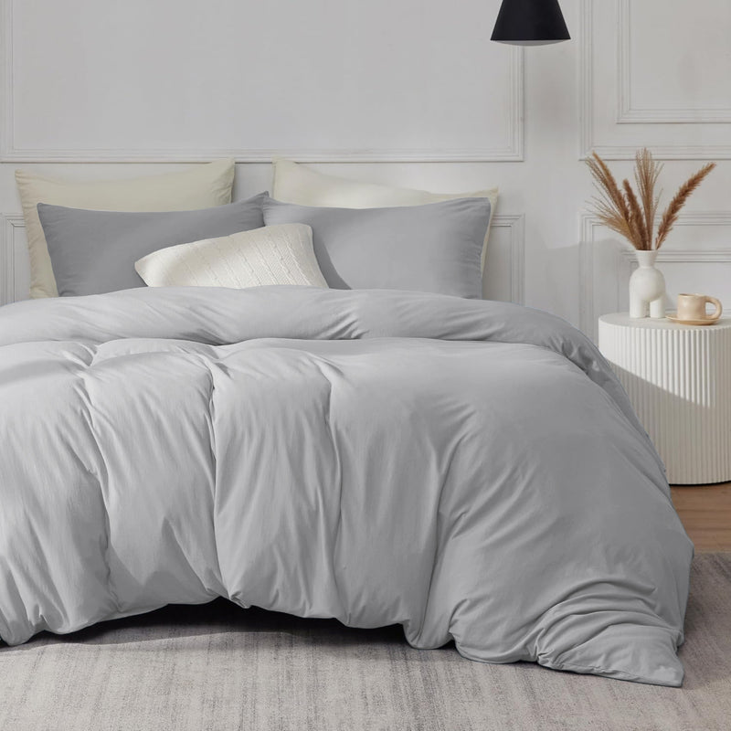 Plain Silver Duvet Cover Bedding Set