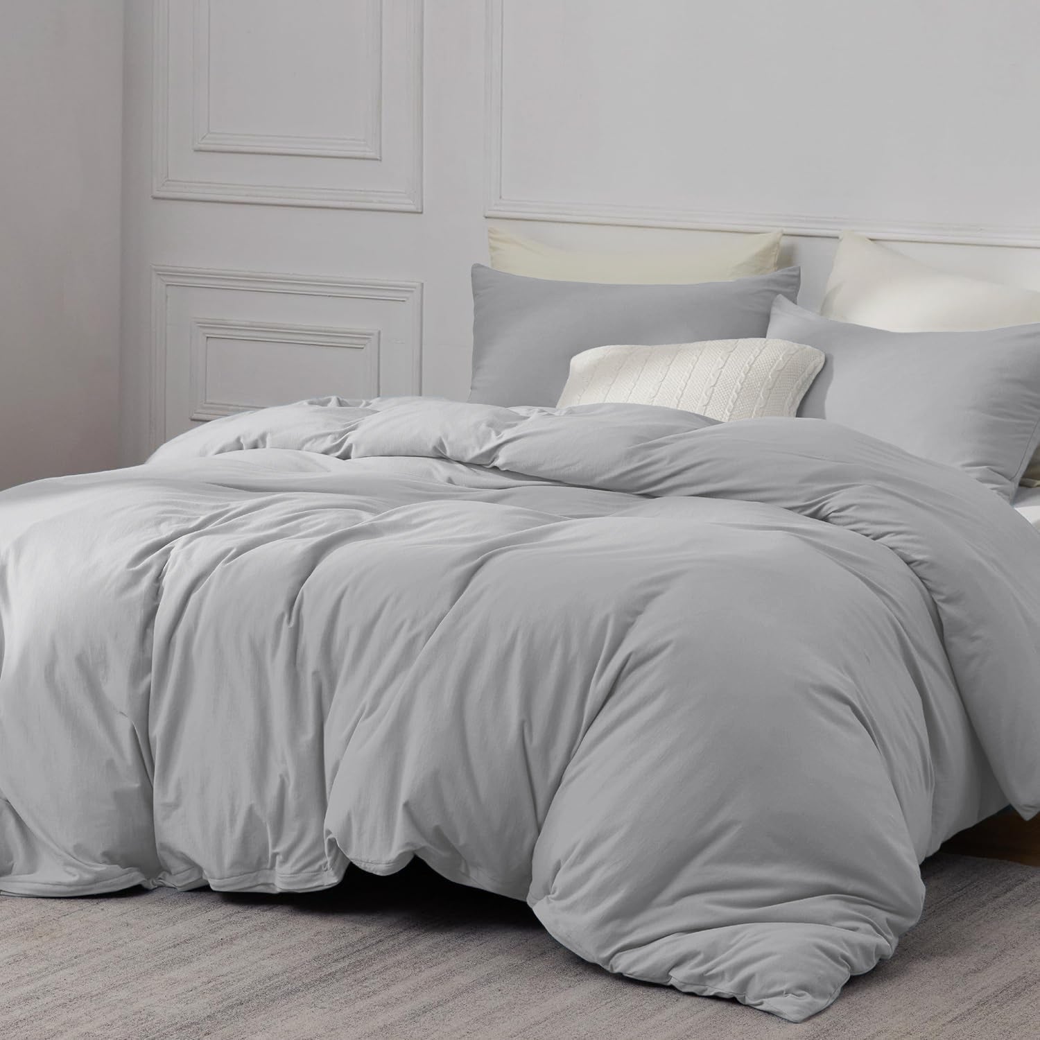 Plain Silver Duvet Cover Bedding Set