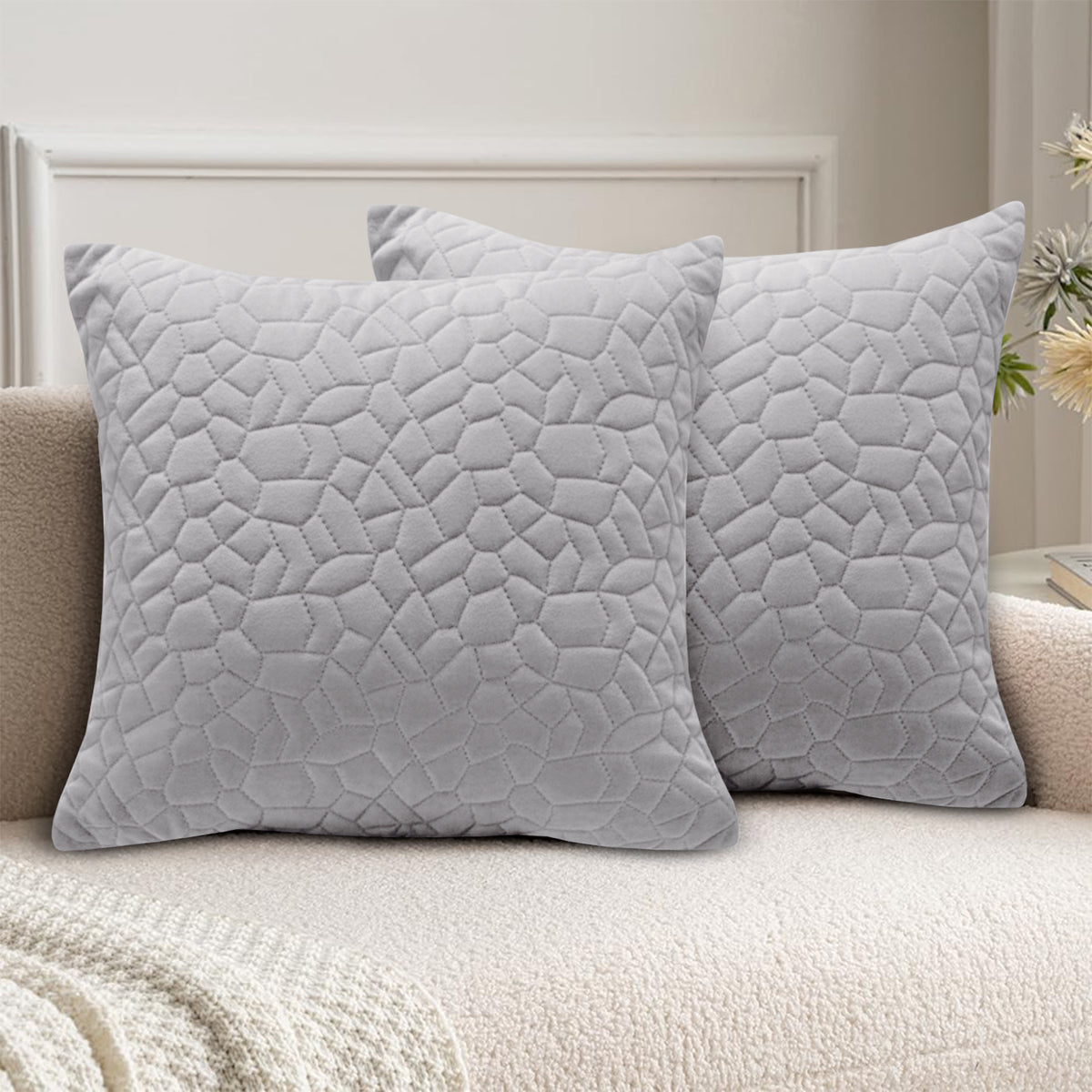 18x18 Pack Of 2 Velvet Cushion Cover Pebbles Pattern
