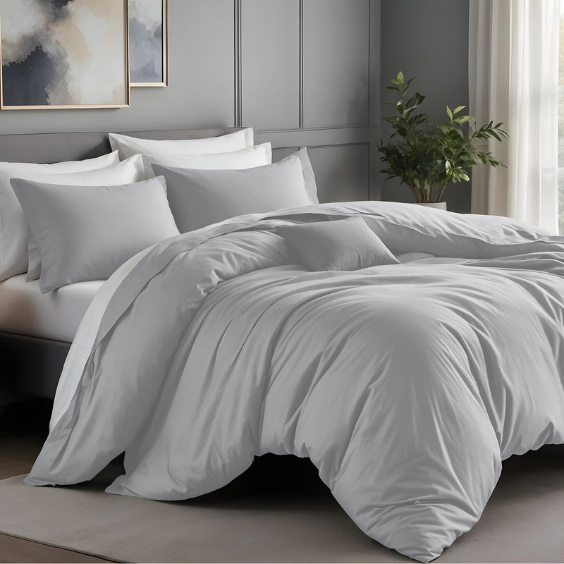 Plain Silver Duvet Cover Bedding Set