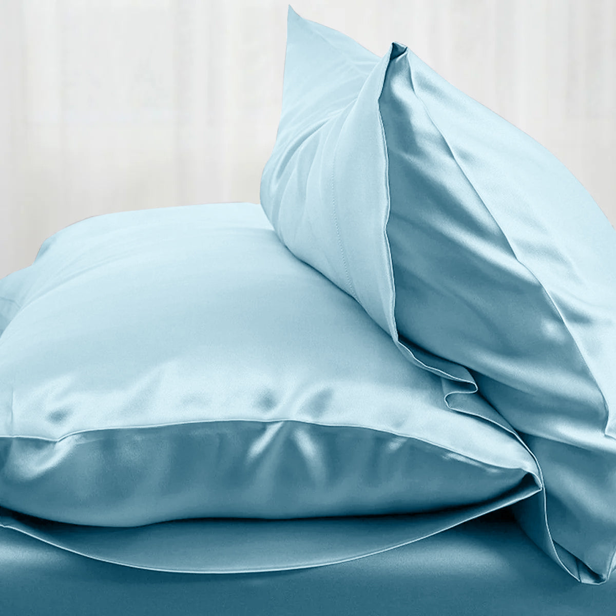 Sky Blue satin silk pillowcases