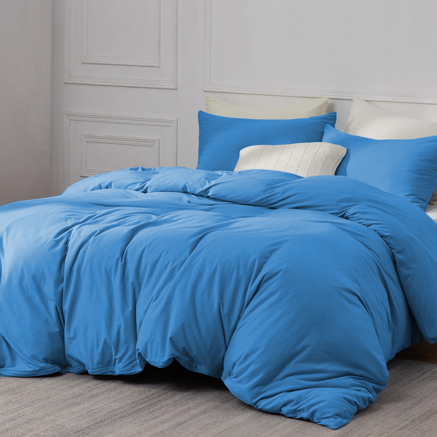 Light Blue Duvet Cover Bedding Set Plain Dyed