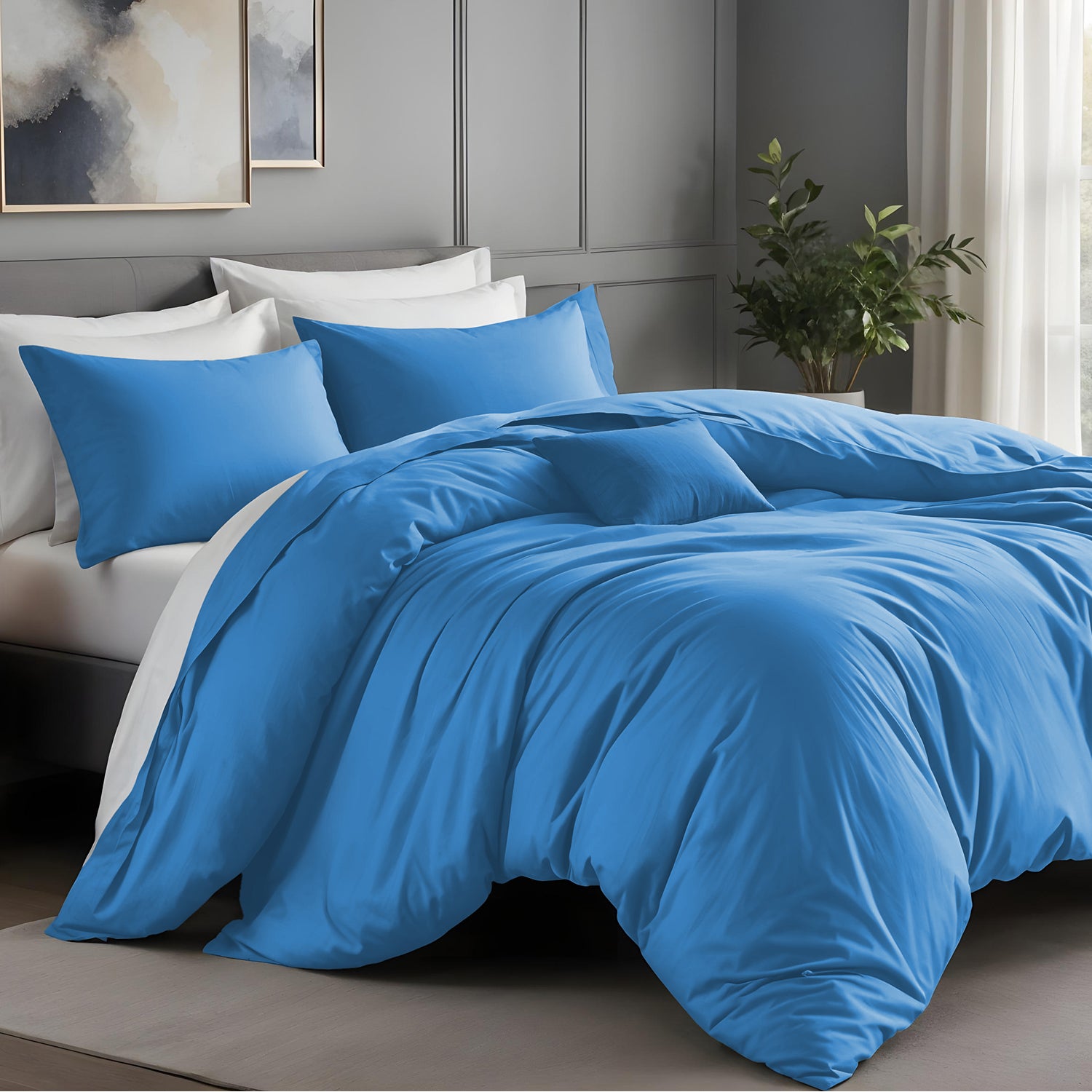 Light Blue Duvet Cover Bedding Set Plain Dyed