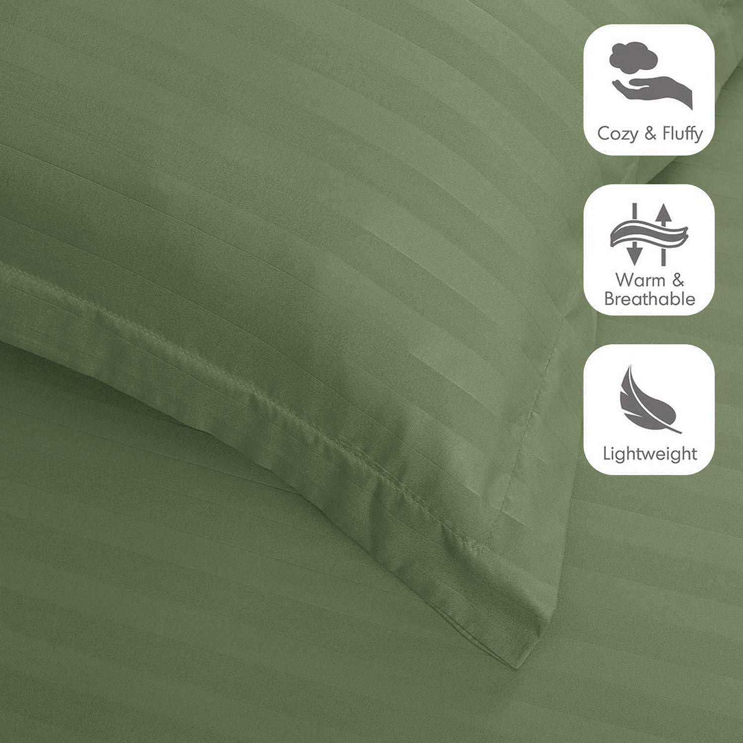 Olive Green complete Stripe Duvet Cover set