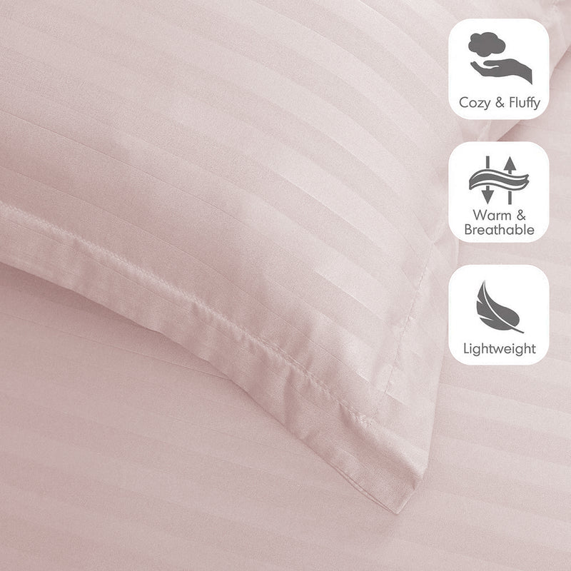 Peach complete Stripe Duvet Cover set