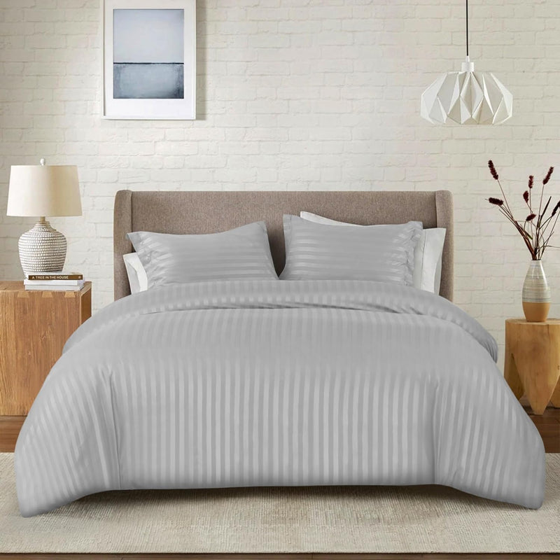 Silver complete Stripe Duvet Cover set