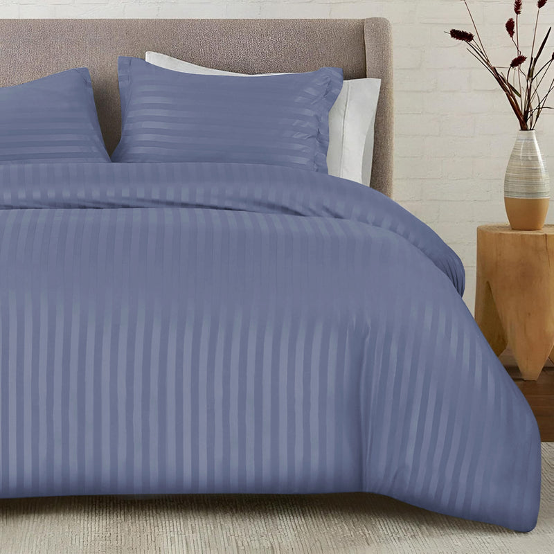 washed Blue complete Stripe Duvet Cover set