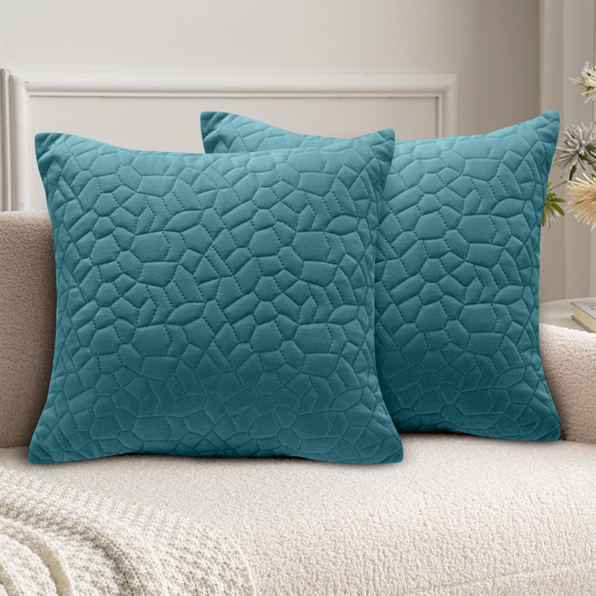 18x18 Pack Of 2 Velvet Cushion Cover Pebbles Pattern