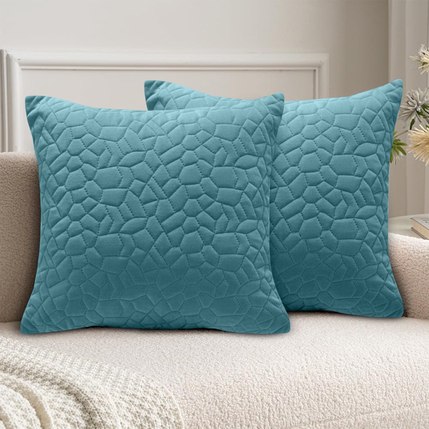 18x18 Pack Of 2 Velvet Cushion Cover Pebbles Pattern