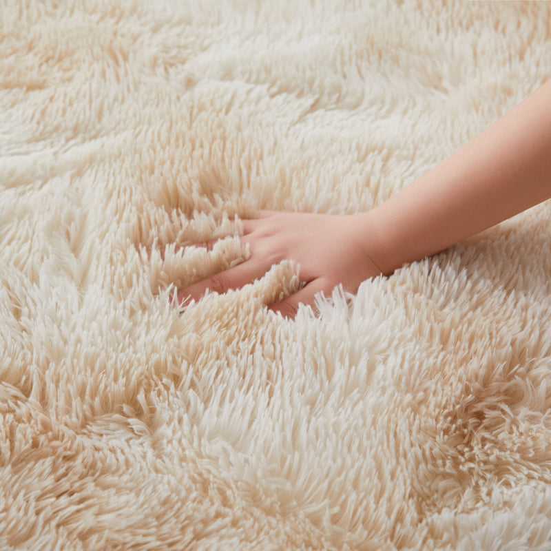 Large Shaggy Rug Soft Deep Pile Tie Dye Cream