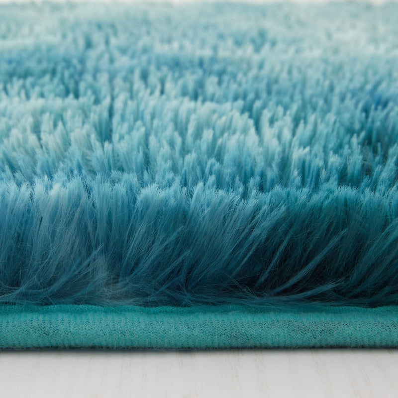 Large Shaggy Rug Soft Deep Pile Tie Dye Teal