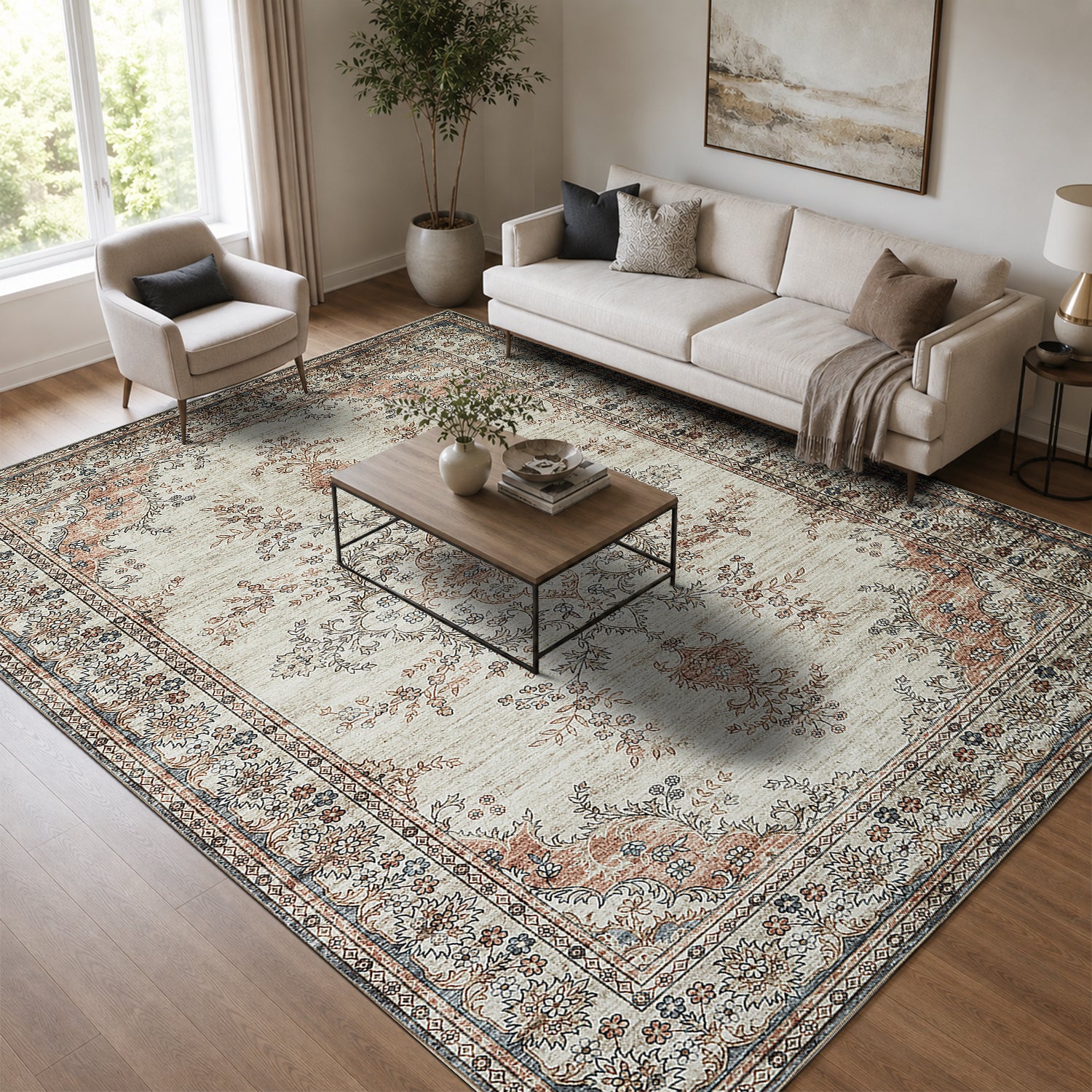 Machine Washable Vintage Rug