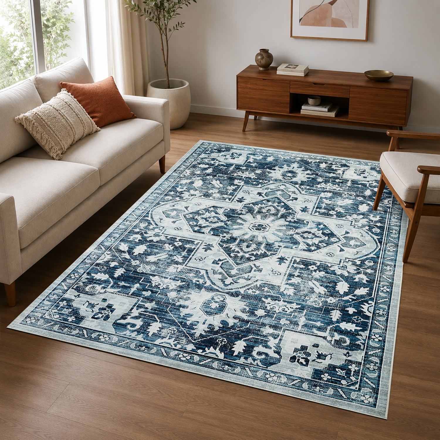 Traditional Rectangular Rug For Living Room