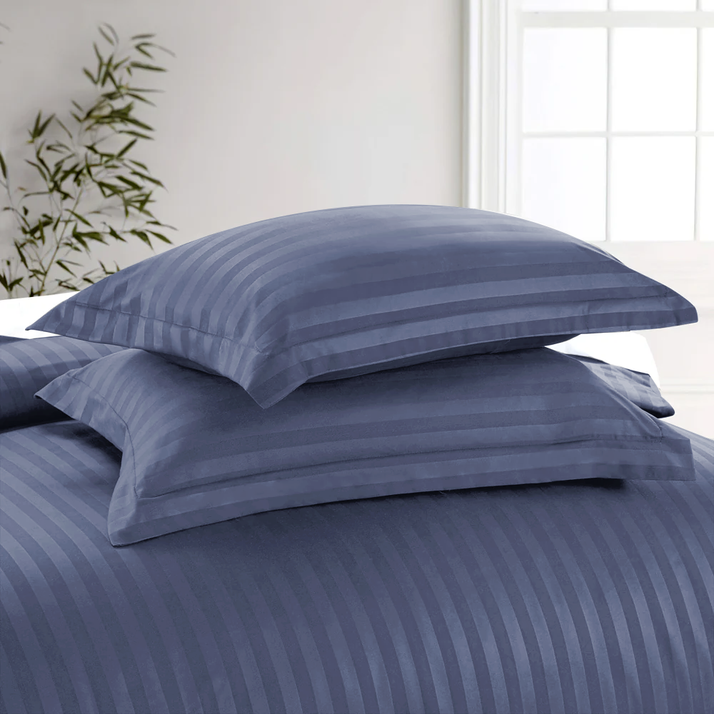 Washed Blue Stripe Duvet Cover Set