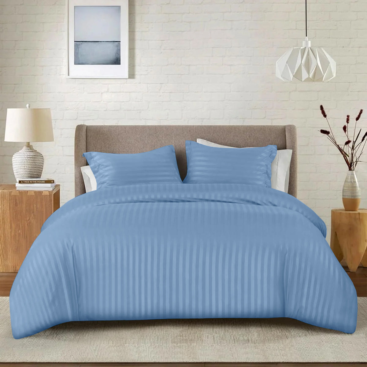 4 Piece Striped Duvet Cover Complete Bedding Set