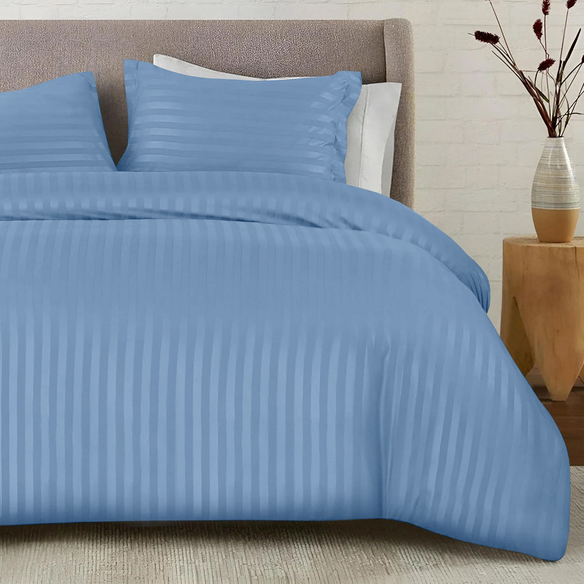 4 Piece Striped Duvet Cover Complete Bedding Set