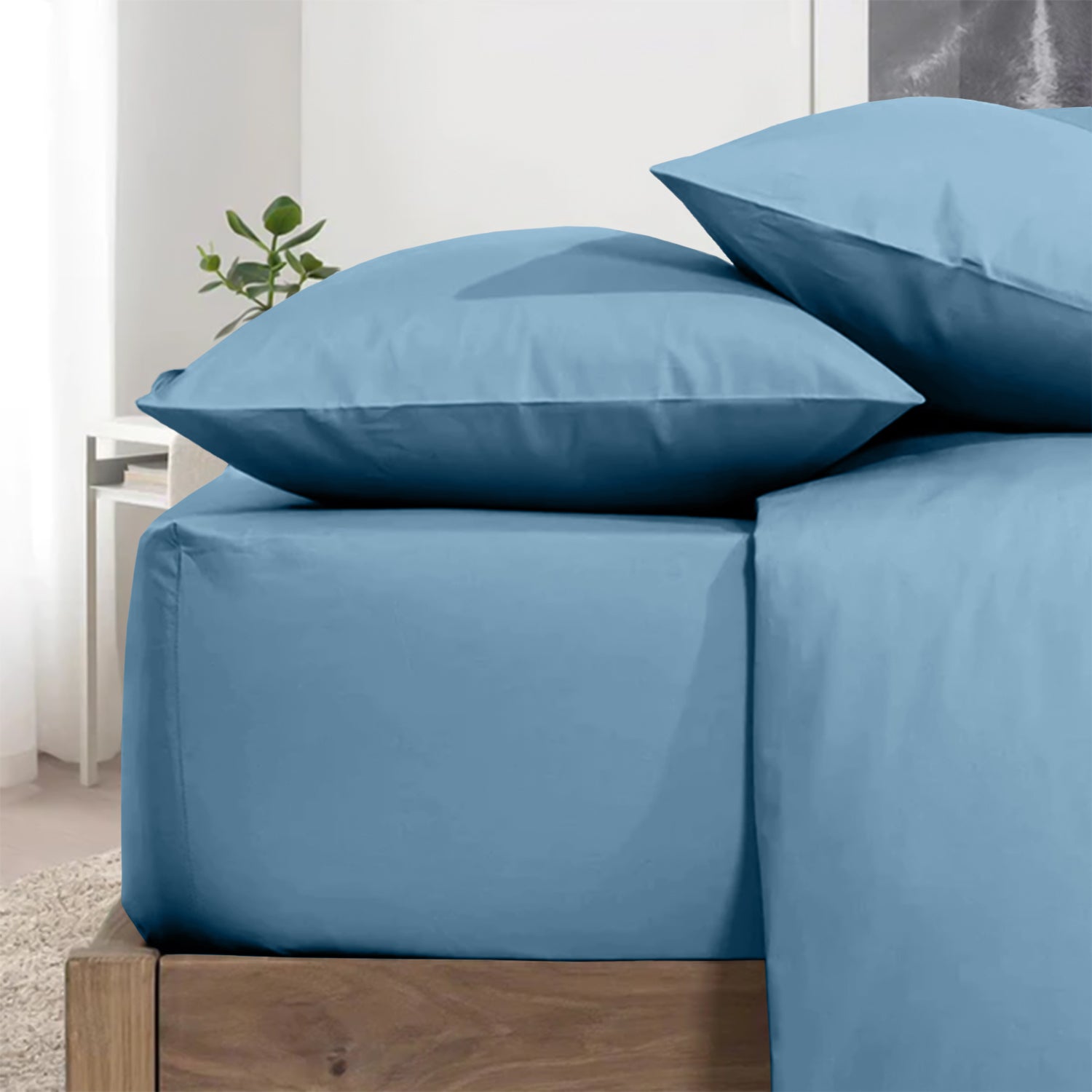 Washed Blue Pillowcases Plain Dye Pair