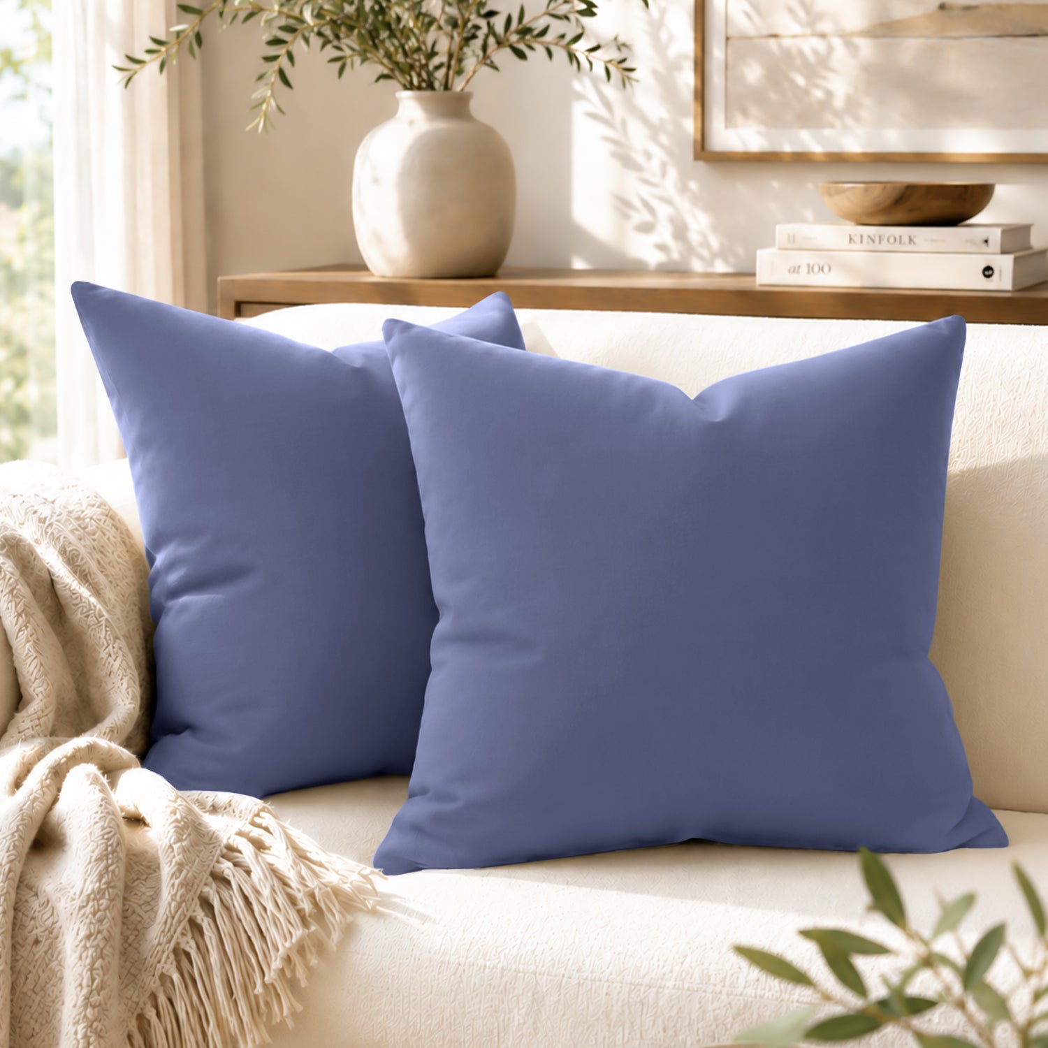 Pair Of Soft Microfibre Plain Cushion Covers for Sofa, Bed & Living Room