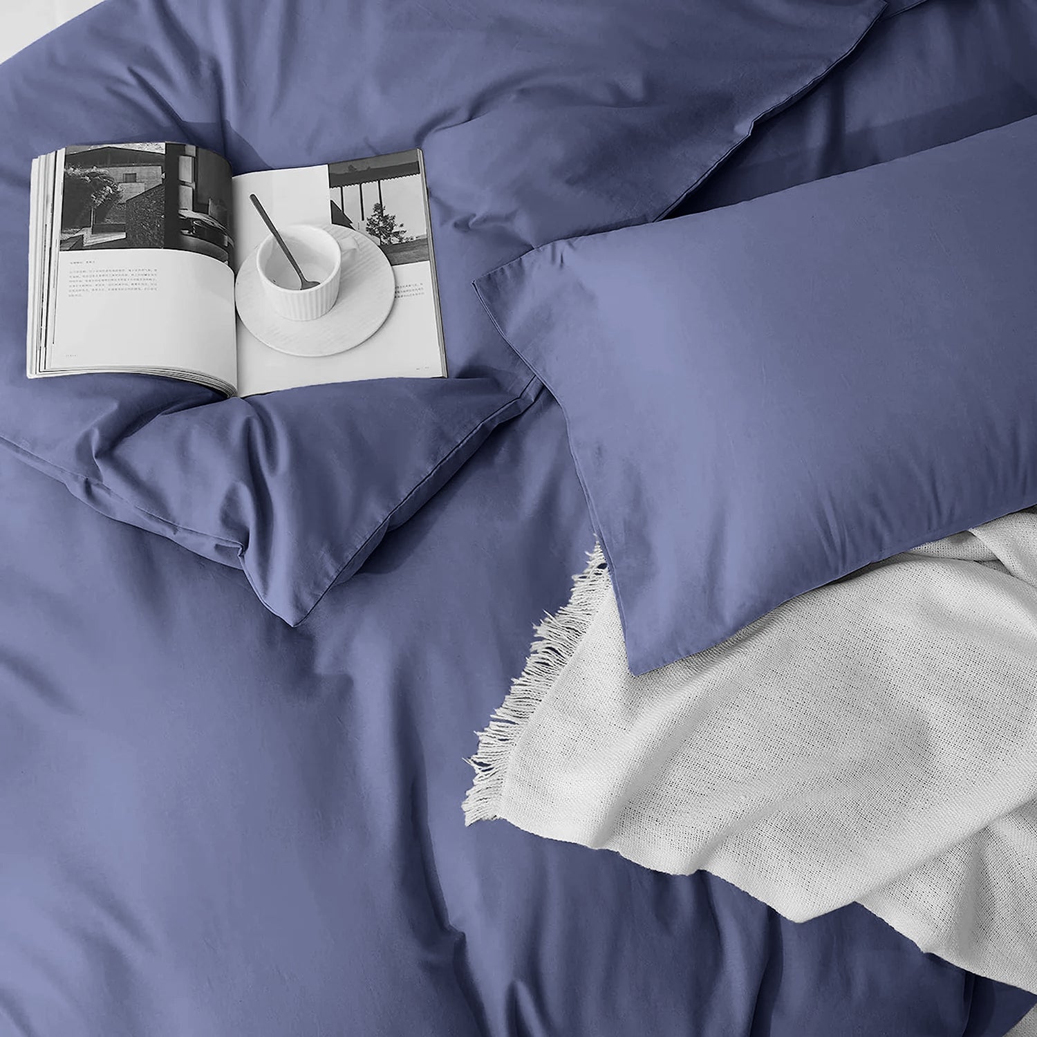 4 Piece Plain Bedding Set Duvet Cover, Pillowcases & Fitted Sheet
