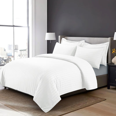 White Stripe Bedding Set With Pillowcase Pair