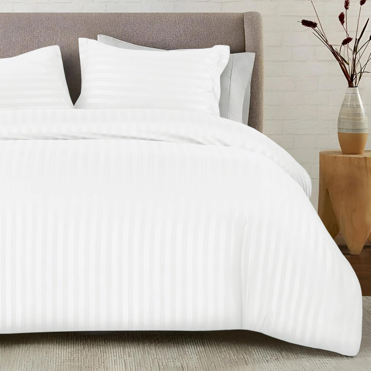 4 Piece Striped Duvet Cover Complete Bedding Set