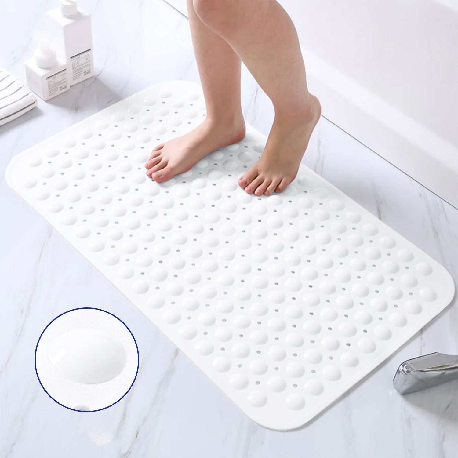 white shower mats