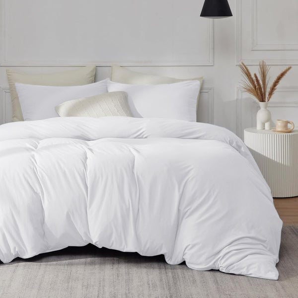 White Duvet Cover Bedding Set Plain Dyed