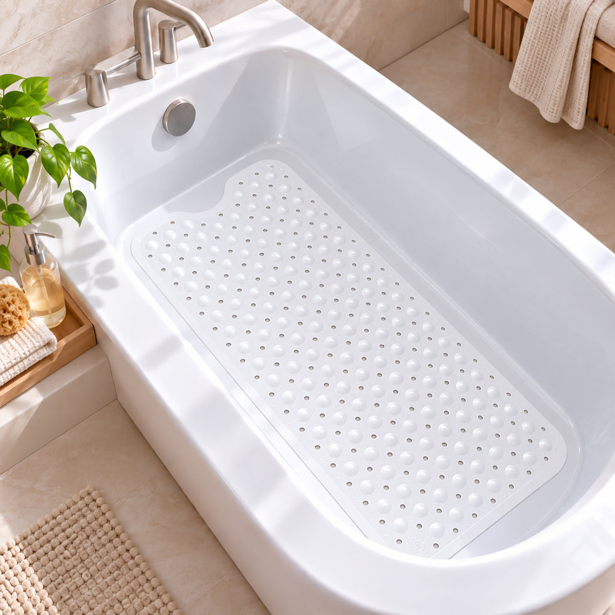 Non Slip Shower Mat for Elderly Safe, Secure & Comfortable Bathing