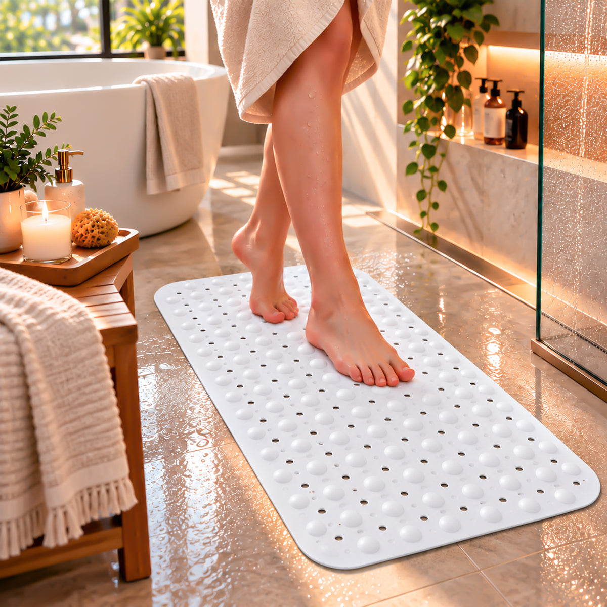 Non Slip Shower Mat for Elderly Safe, Secure & Comfortable Bathing