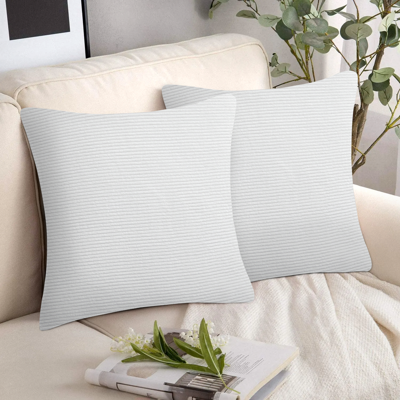 Velvet Corduroy Cushion Covers White