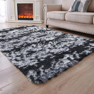 Tie Dye Grey Shaggy Rugs For Living Room