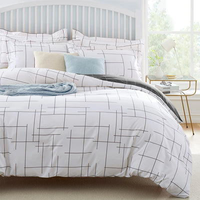 Luxury Duvet Covers Tile Pattern Printed Bedding Set White