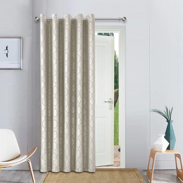 Silver Curtains Ready Made Eyelet Single Door Embossed Style