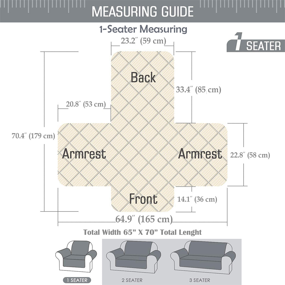 Sofa Protector Cover Reversible Waterproof Non-Slip Brown/Beige