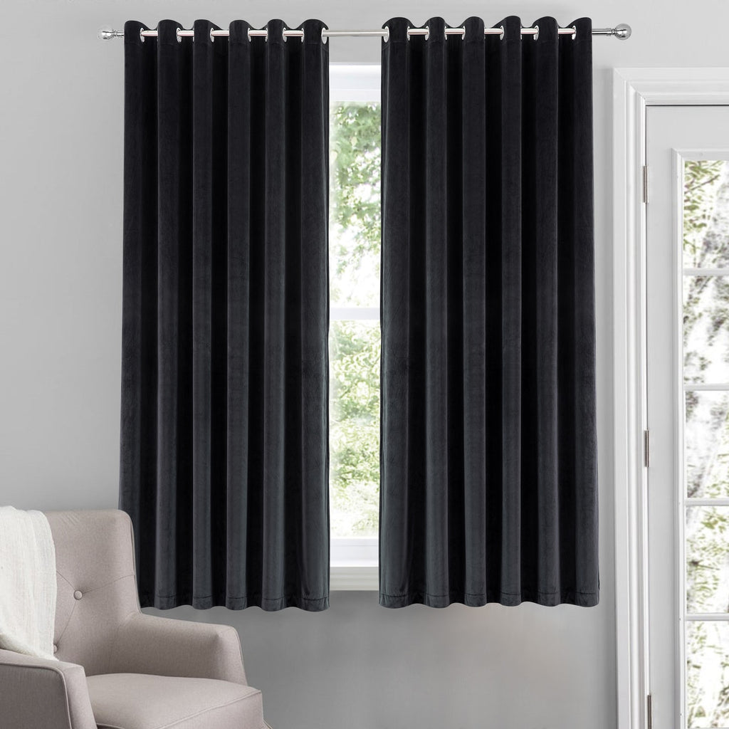 Black Crushed Velvet Curtains 