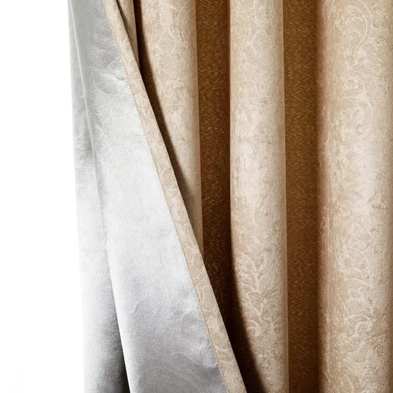 beige embossed blackout curtain