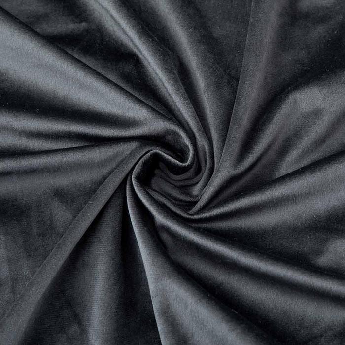 Crushed Velvet Black Duvet Cover and Eyelet Curtains Matching Set