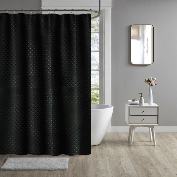 Black Shower Curtain Ring Top Waterproof