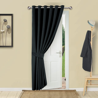 Black Curtains Single Panel Door Curtain Plain